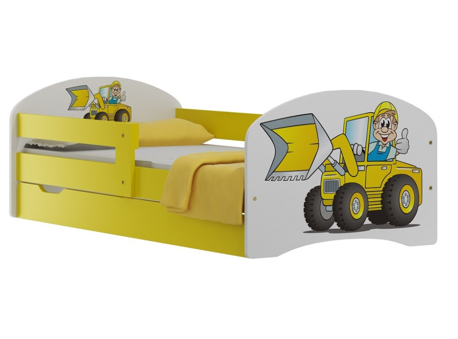 Detská posteľ so zásuvkami bagrista 200x90 cm