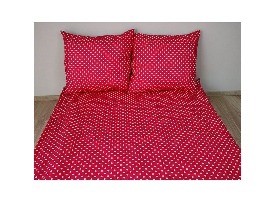 Detské bavlnené obliečky Bodky MINI - červené 140 x 200 cm