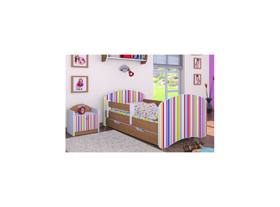 Detská posteľ so zásuvkou 140x70 PRÚŽKY