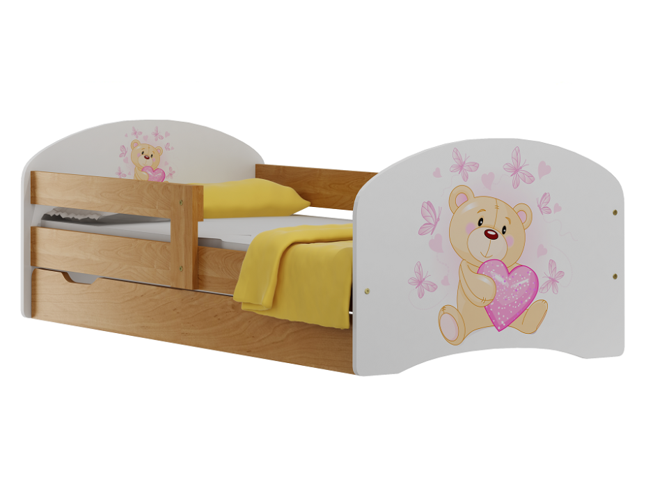 Detská posteľ so zásuvkami MACKO so srdiečkami 140x70 cm