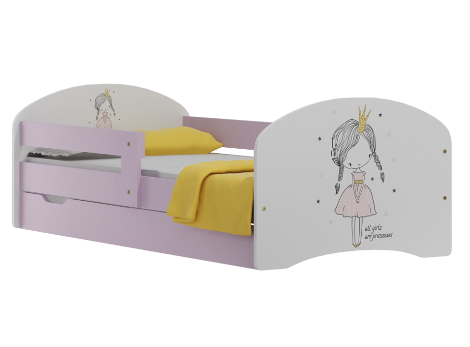 Detská posteľ so zásuvkami RUŽOVÁ PRINCEZNA 180x90 cm