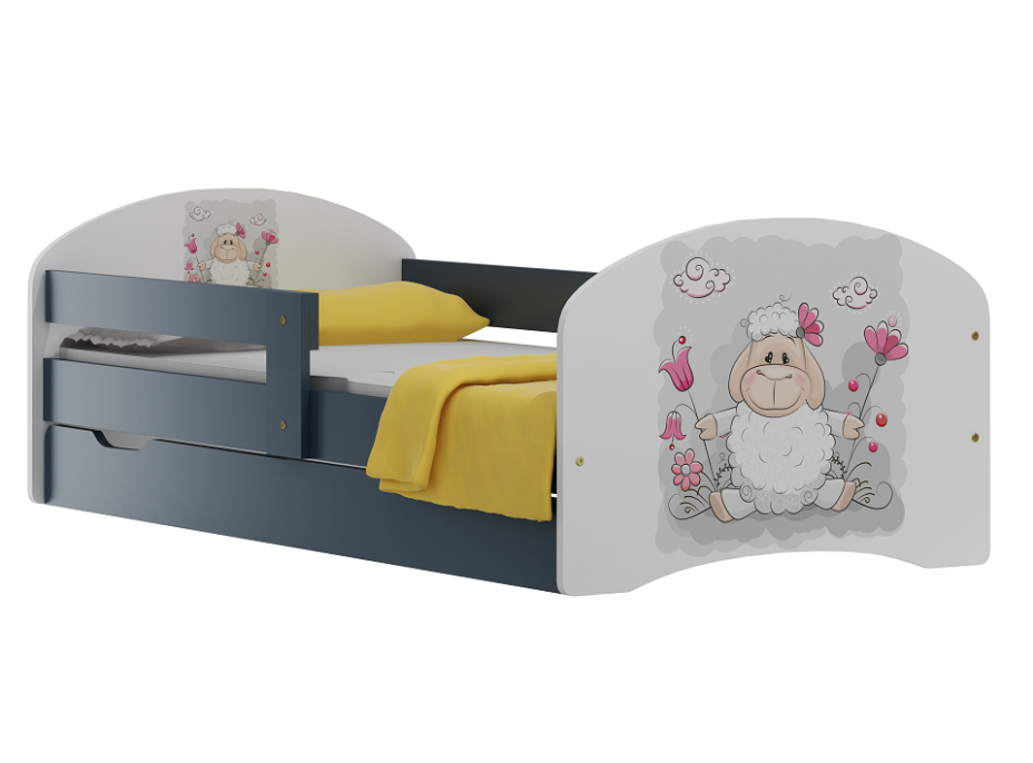 Detská posteľ so zásuvkami OVEČKA s kytičkou 180x90 cm