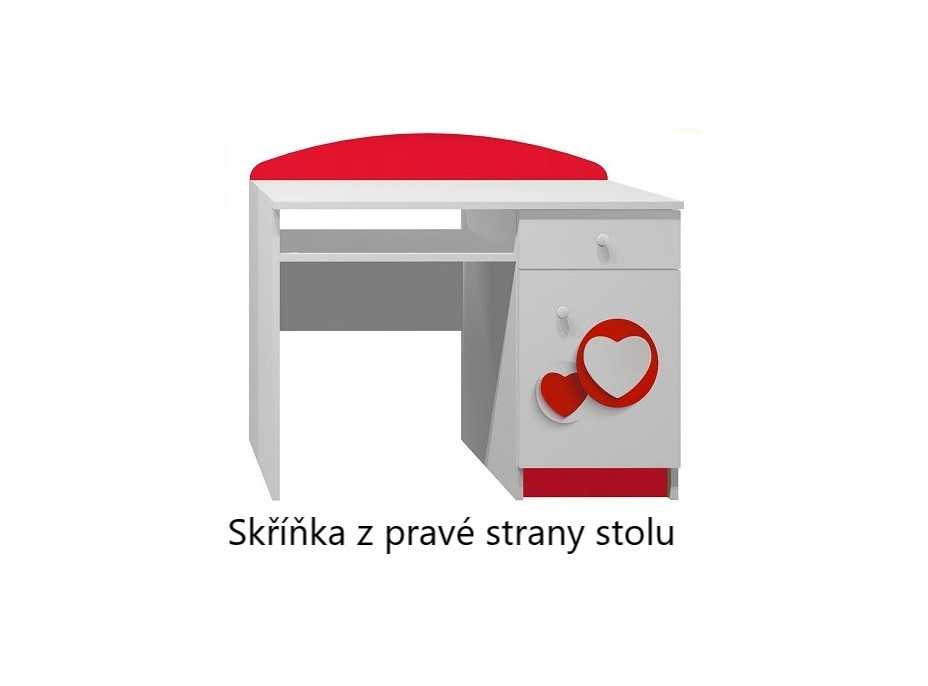 Písací stôl ČERVENÉ SRDCE - TYP A