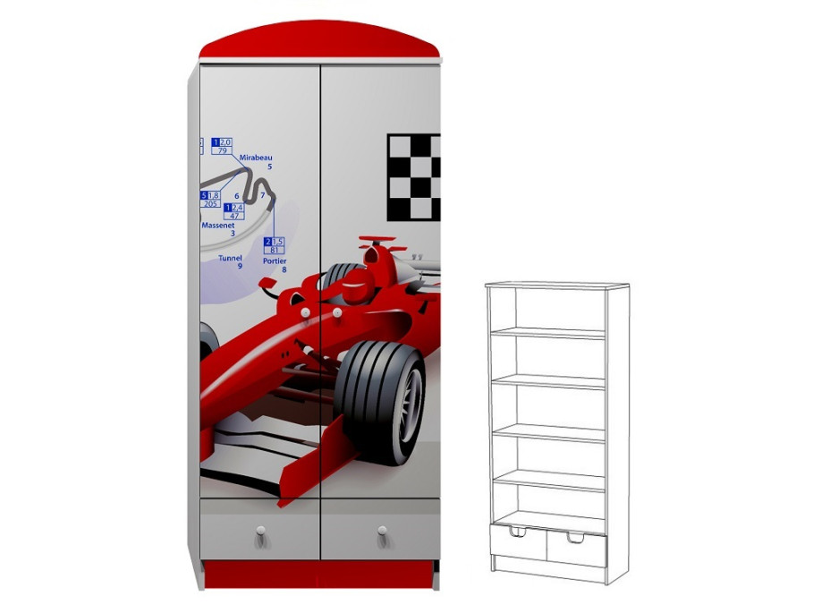 Šatníková skriňa ČERVENÁ FORMULA - TYP B