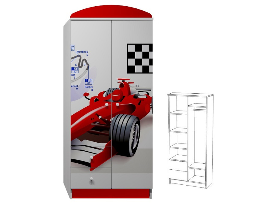 Šatníková skriňa ČERVENÁ FORMULA - TYP E