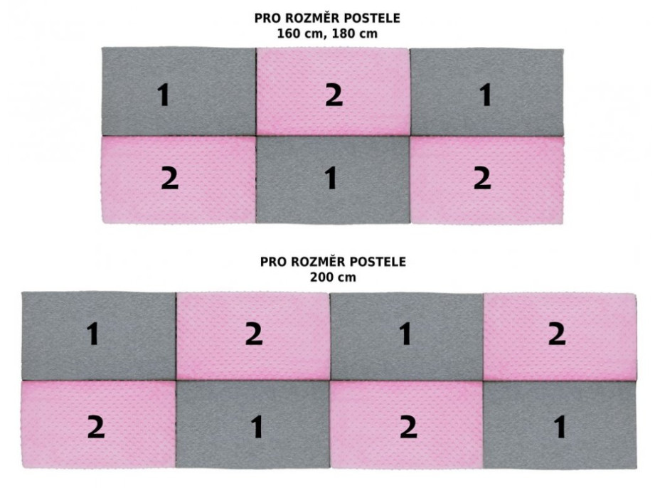 Čalúnené panely k posteli 160 cm - 6 kusov