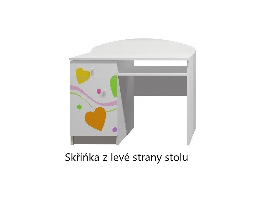 Písací stôl FAREBNÁ SRDIEČKA - TYP A