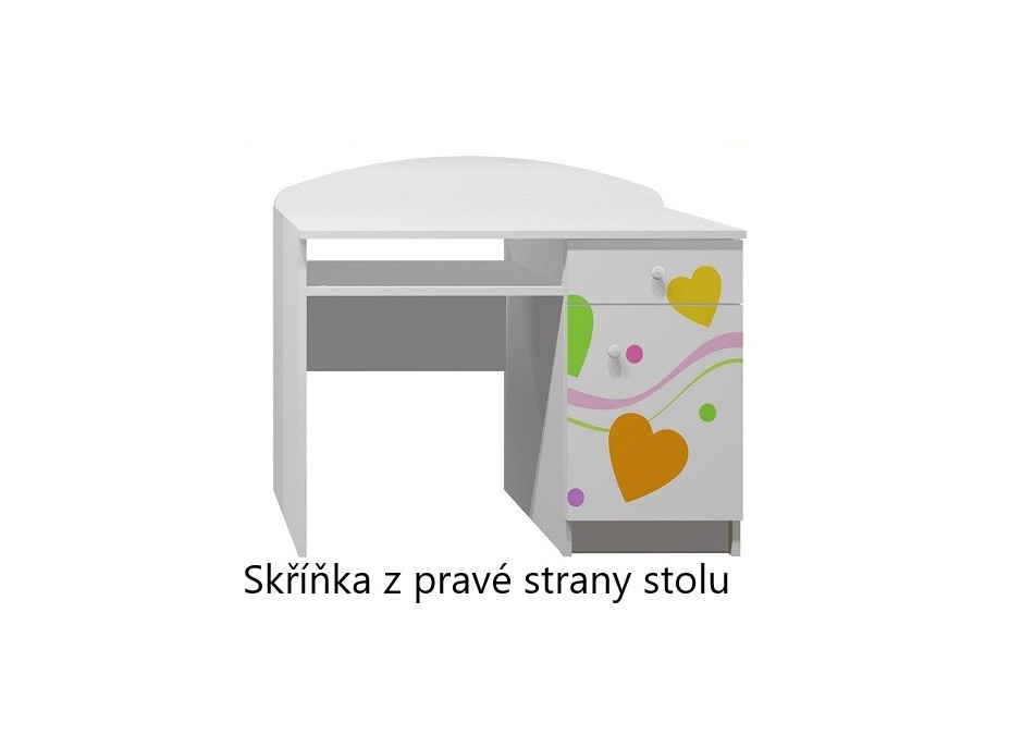 Písací stôl FAREBNÉ SRDIEČKA - TYP A