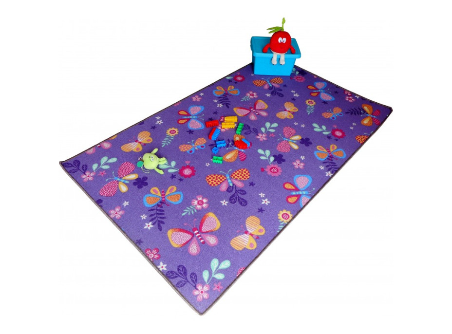Detský koberec Motýľ LÚKA - fialový