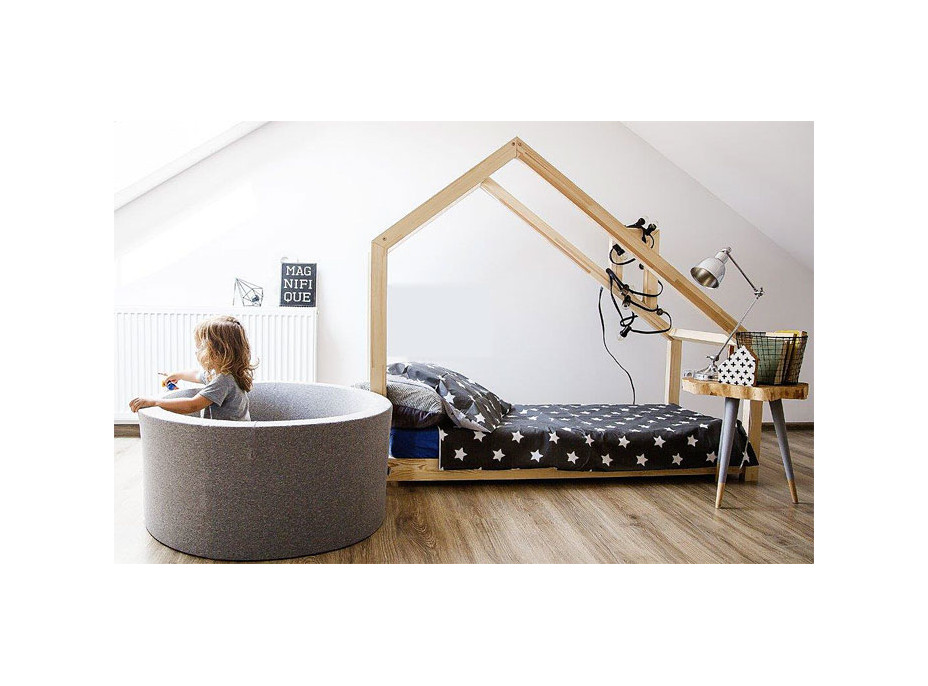 Detská posteľ z masívu DOMČEK s komínom 160x90 cm