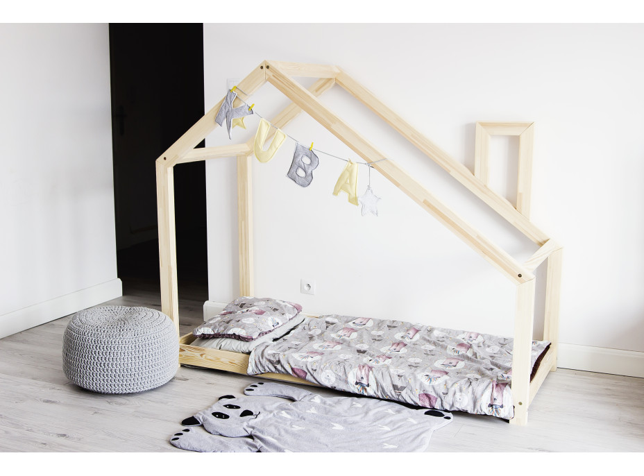 Detská posteľ z masívu DOMČEK s komínom 190x90 cm