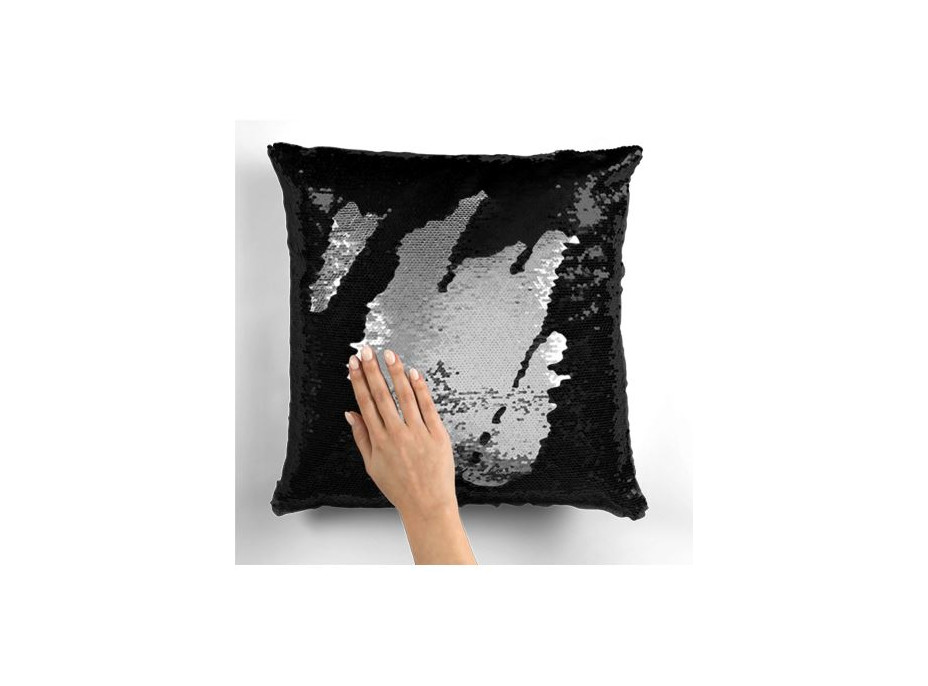 Flitrový vankúš černostříbrná