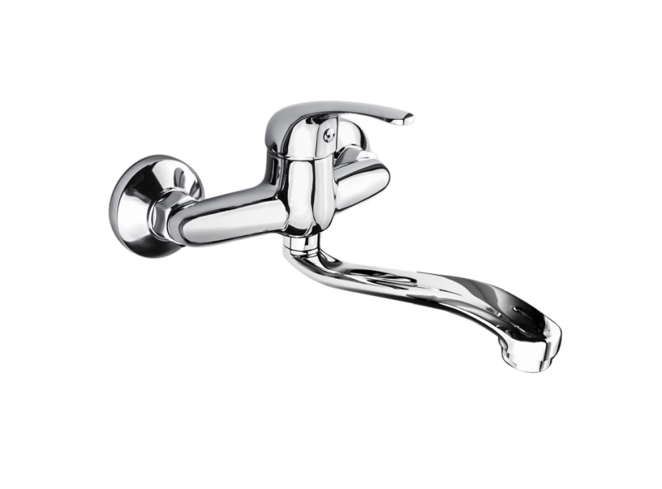 Drezová nástenná batéria, Lila, 150 mm, s ramienkom plochým vyhnutým 210 mm, chróm