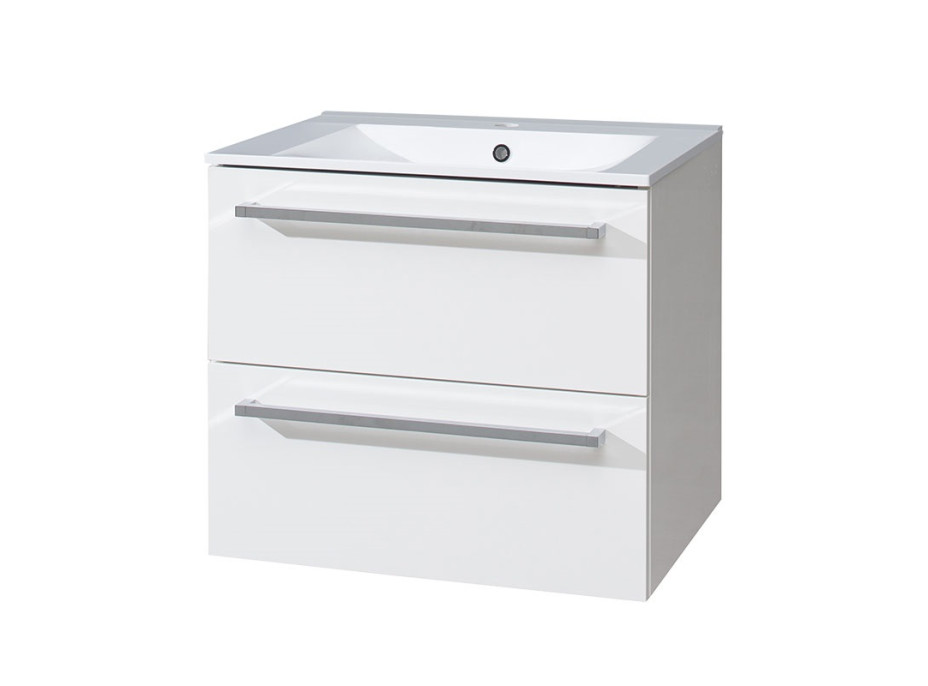 Kúpeľňová skrinka s keramický umývadlom 60 cm, biela / biela