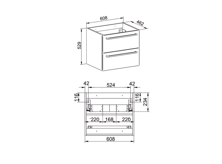 Kúpeľňová skrinka s keramický umývadlom 60 cm, biela / biela