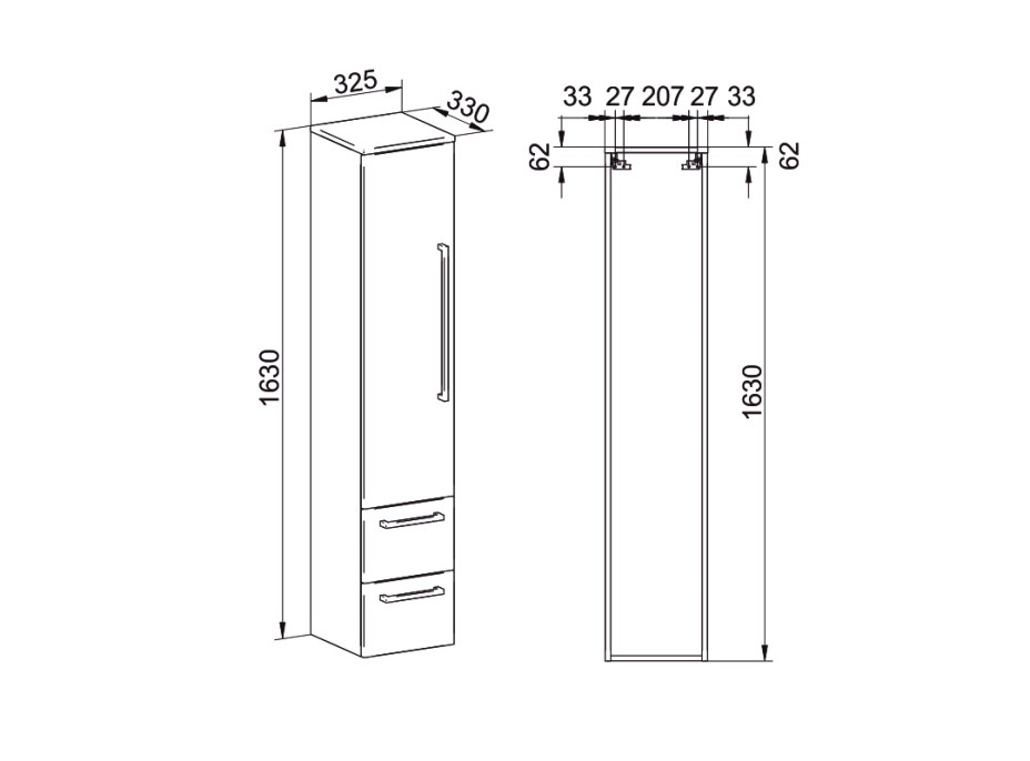 Kúpeľňová skrinka, závesná bez nožičiek, ľavá, biela / biela