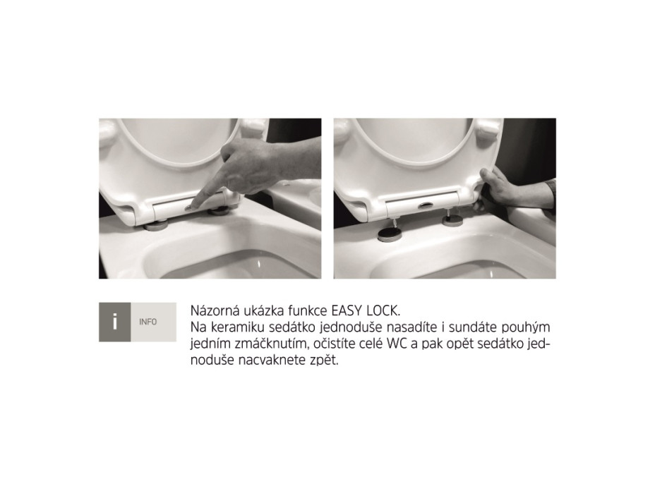 Samozatváracie WC sedátko, hranaté, duroplast, biele, s odnímateľnými pánty CLICK