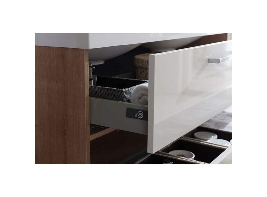 Kúpeľňová skrinka s keramický umývadlom 60 cm, biela / biela