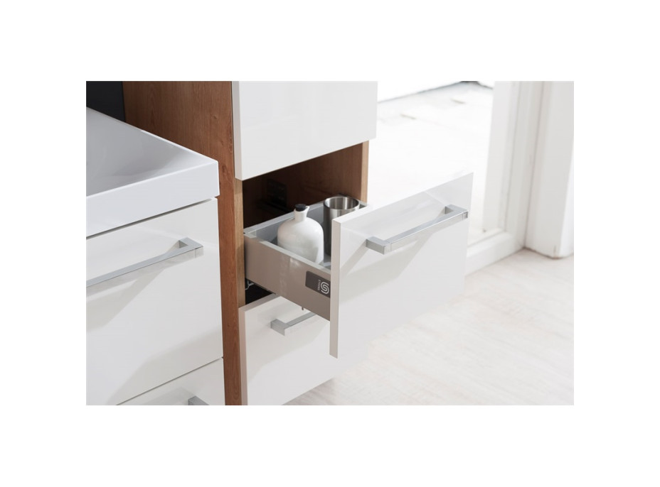 Kúpeľňová skrinka, závesná bez nožičiek, ľavá, biela / biela