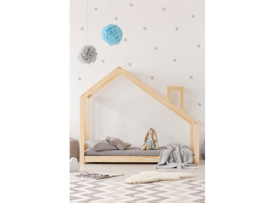 Detská posteľ z masívu DOMČEK S KOMÍNOM 160x80 cm