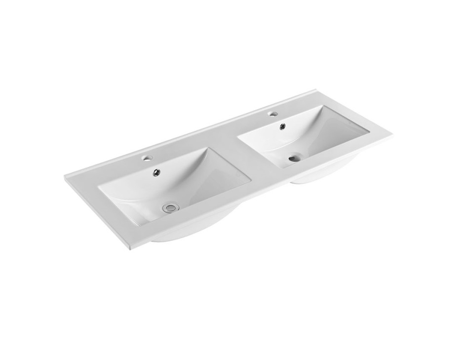 Nábytkové dvojumývadlo SLIM, 121x46x18 cm, keramické, biele