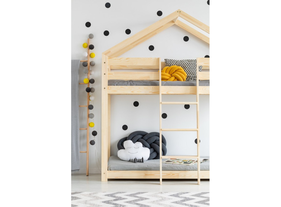 Detská posteľ z masívu Poschodová DOMČEK - TYP A 160x70 cm