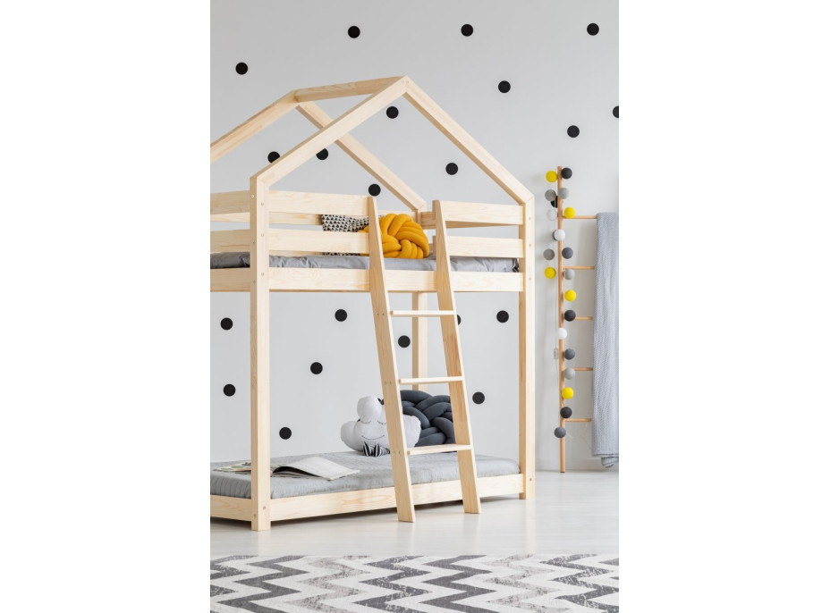 Detská posteľ z masívu Poschodová DOMČEK - TYP A 180x80 cm