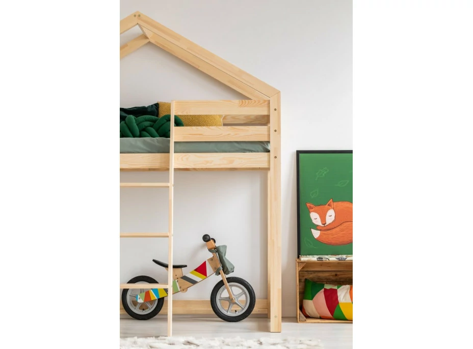 Detská vyvýšená posteľ z masívu DOMČEK - TYP A 200x90 cm