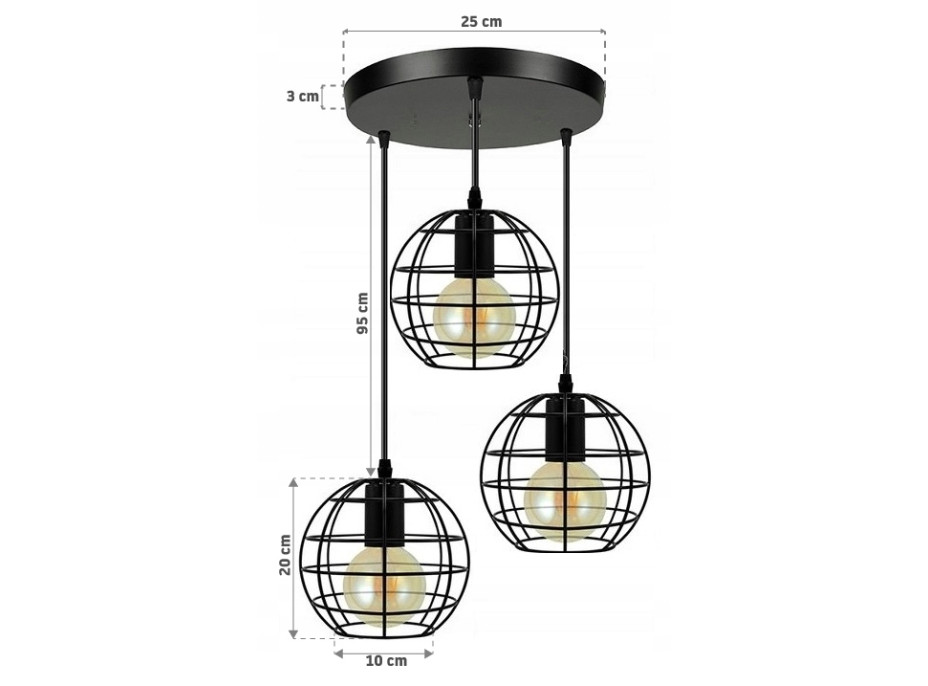 Stropné svietidlo 3 Globes - guľaté