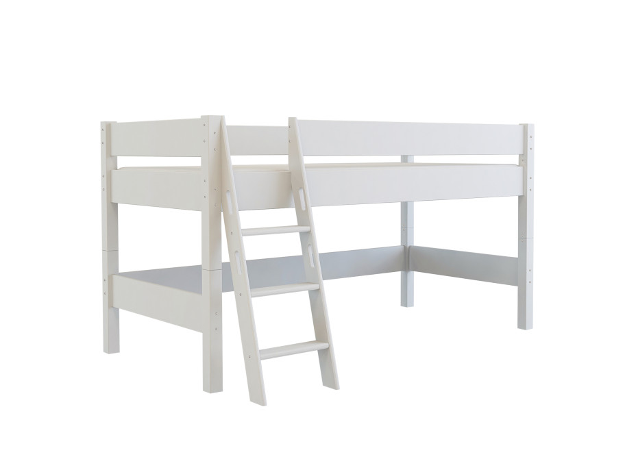 Detská vyvýšená posteľ z MASÍVU BUK - NIK 200x90cm - biela