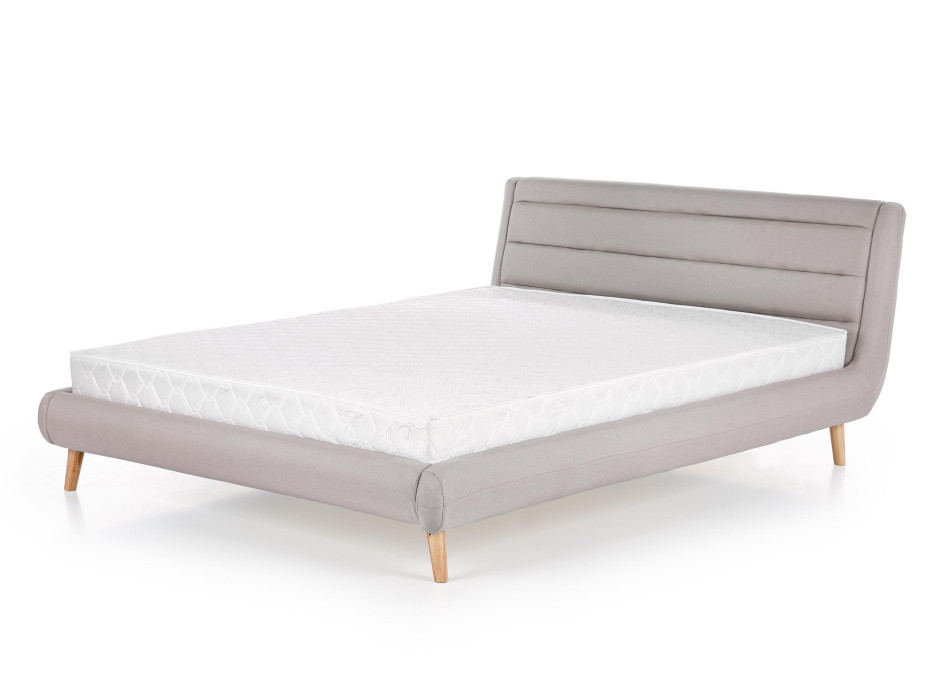 Posteľ z masívu ELEANOR 200x140 cm - čalúnená - svetlá sivá