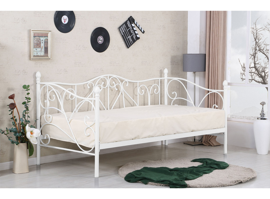 Kovová posteľ Riau 200x90 cm - biela