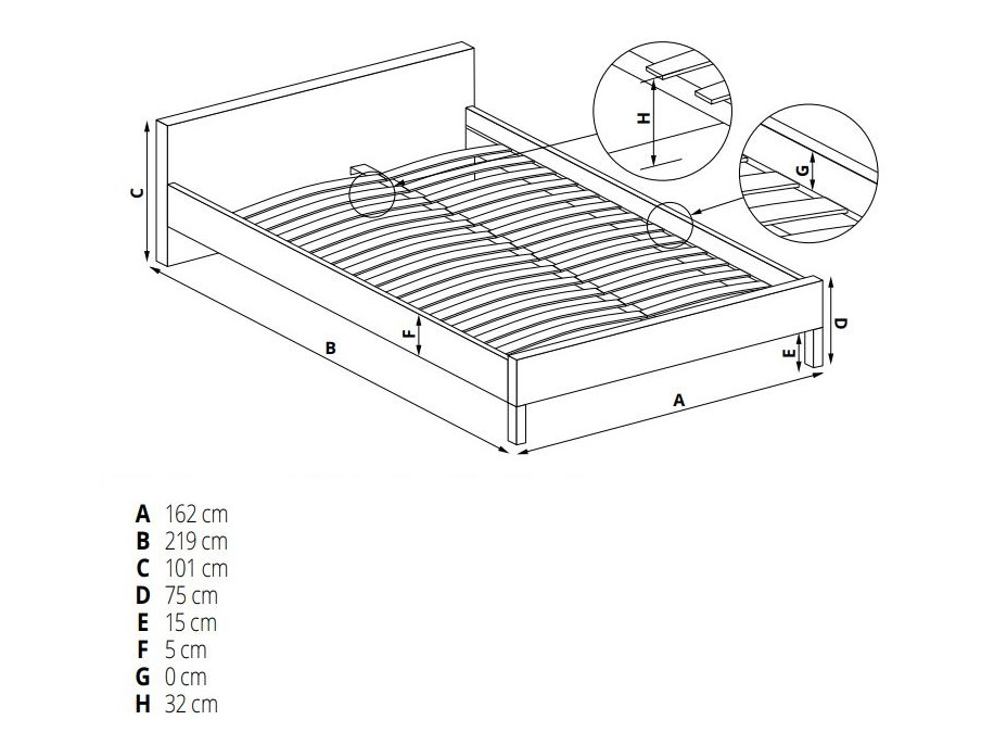Kovová posteľ VERONIKA 200x160 cm - čierna