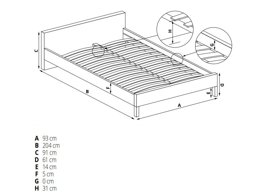 Kovová posteľ VERONIKA 200x90 cm - čierna