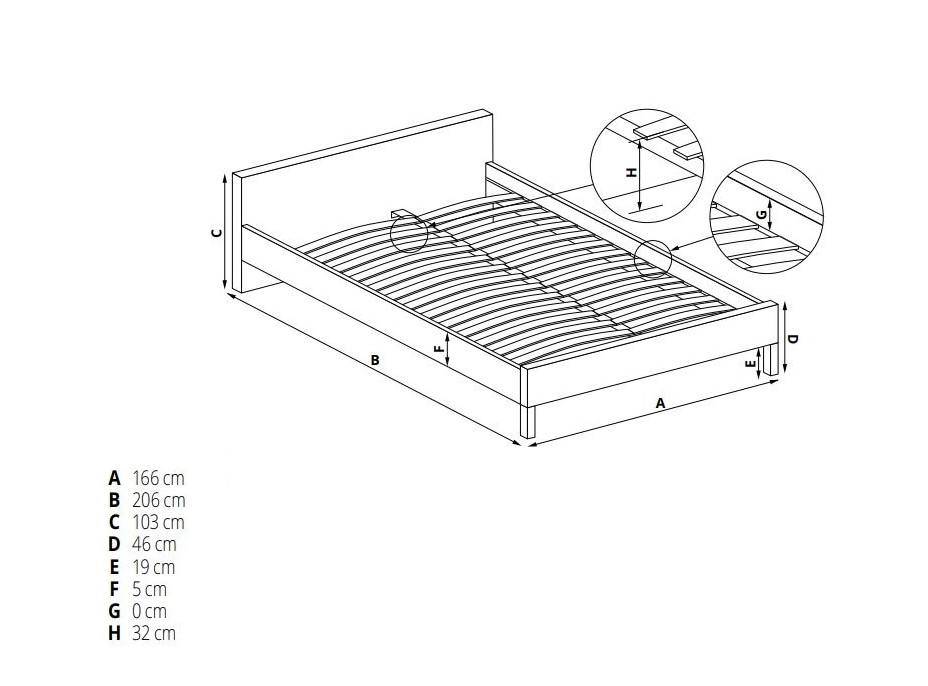 Kovová posteľ VIERA 200x160 cm - čierna