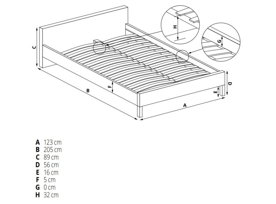 Kovová posteľ VIOLET 200x120 cm - čierna