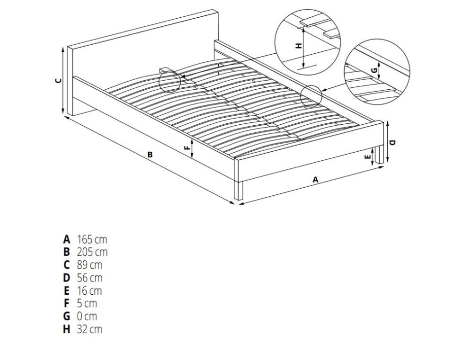 Kovová posteľ VIOLET 200x160 cm - čierna
