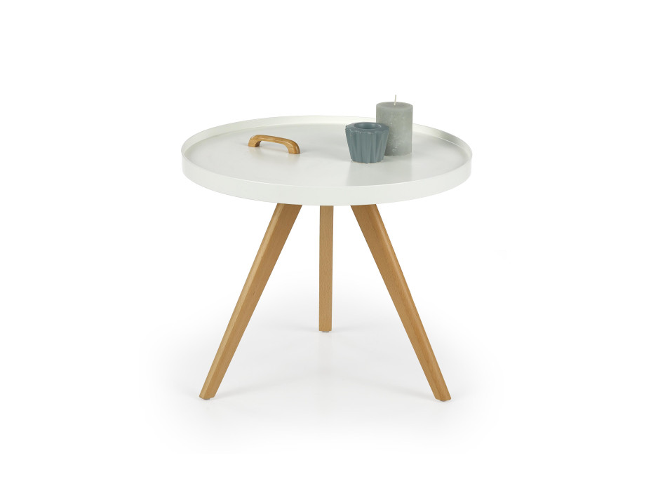 Konferenčný stolík LUKE - bukové drevo / biely