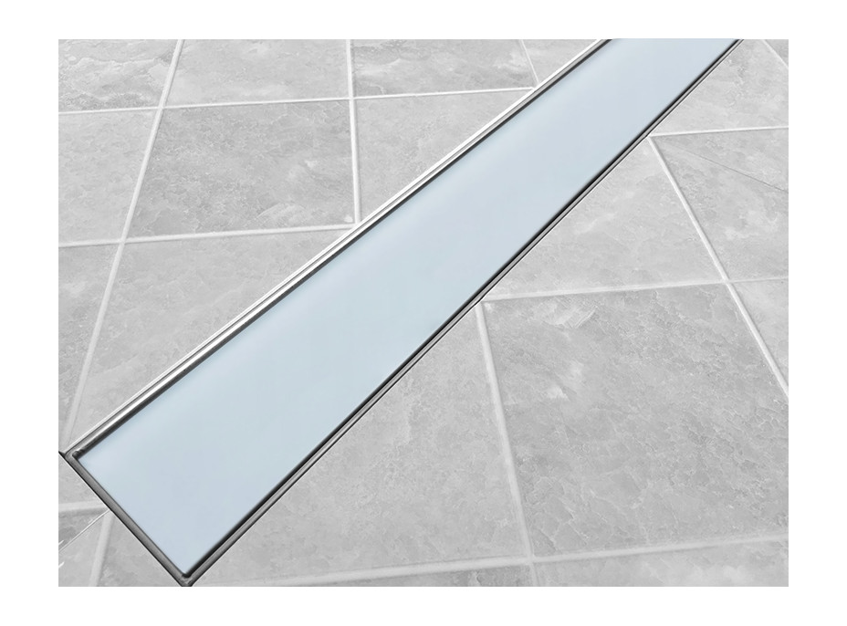 Odtokový sprchovací žľab WHITE GLASS, sklenený kryt