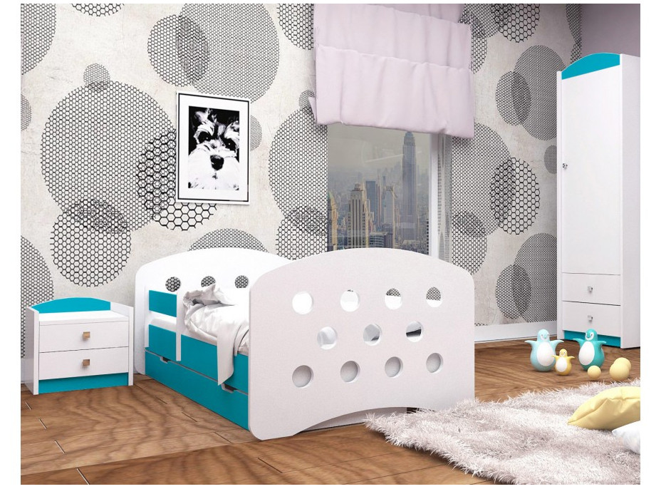 Detská posteľ so zásuvkou 180x90 cm s výrezom KOLIESKA + matrace ZADARMO!