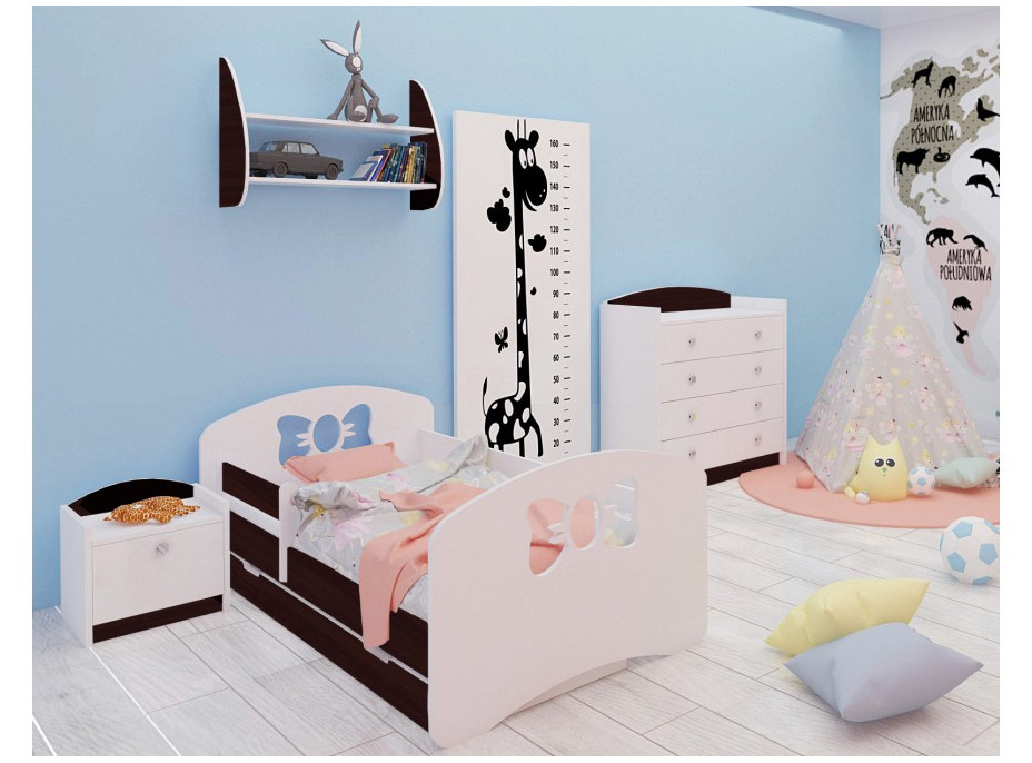 Detská posteľ so zásuvkou 180x90 cm s výrezom mašličkou + matrace ZADARMO!