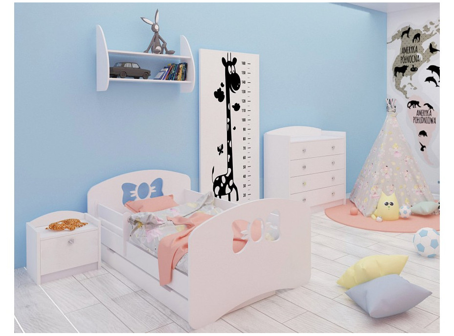 Detská posteľ so zásuvkou 190x90 cm s výrezom mašličkou + matrace ZADARMO!