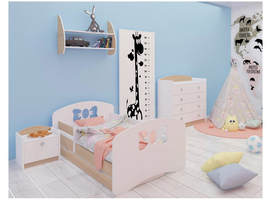 Detská posteľ so zásuvkou 160x80 cm s výrezom mašličkou + matrace ZADARMO!