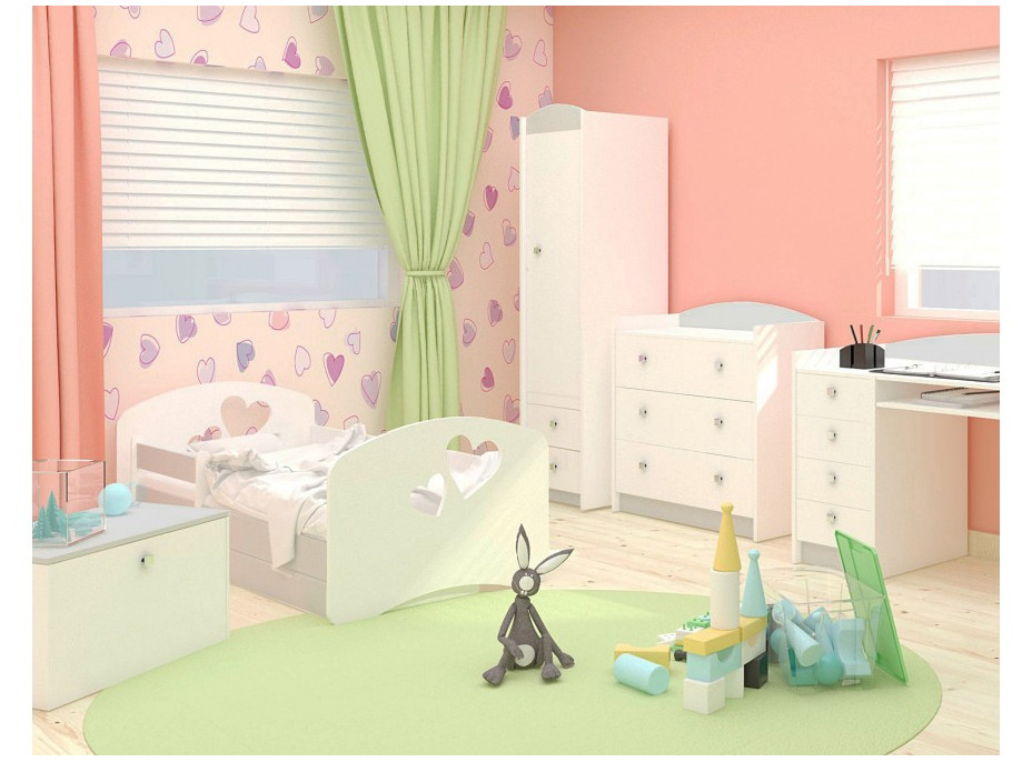 Detská posteľ so šuplíkom 200x90 cm s výrezom SRDIEČKA + matrac ZADARMO!