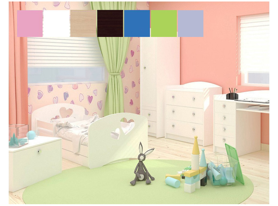 Detská posteľ so zásuvkou 180x90 cm s výrezom SRDIEČKA + matrace ZADARMO!