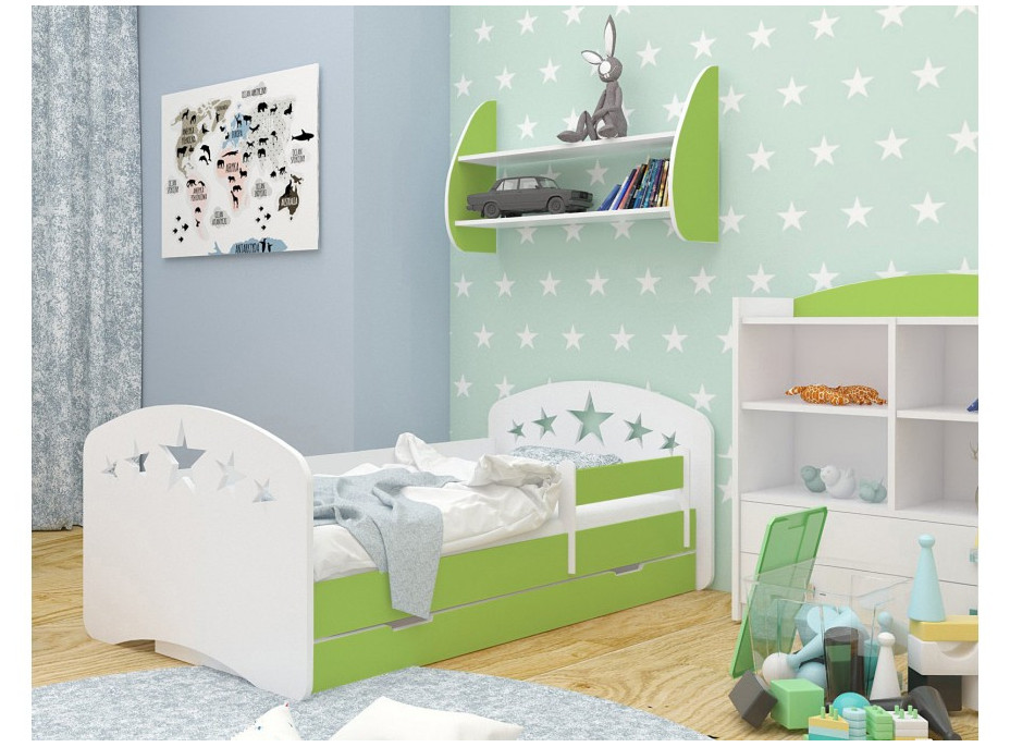 Detská posteľ so zásuvkou 200x90 cm s výrezom HVIEZDIČKY + matrac ZADARMO!