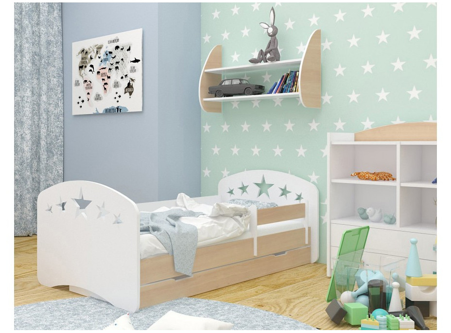 Detská posteľ so zásuvkou 160x80 cm s výrezom hviezdičky + matrace ZADARMO!