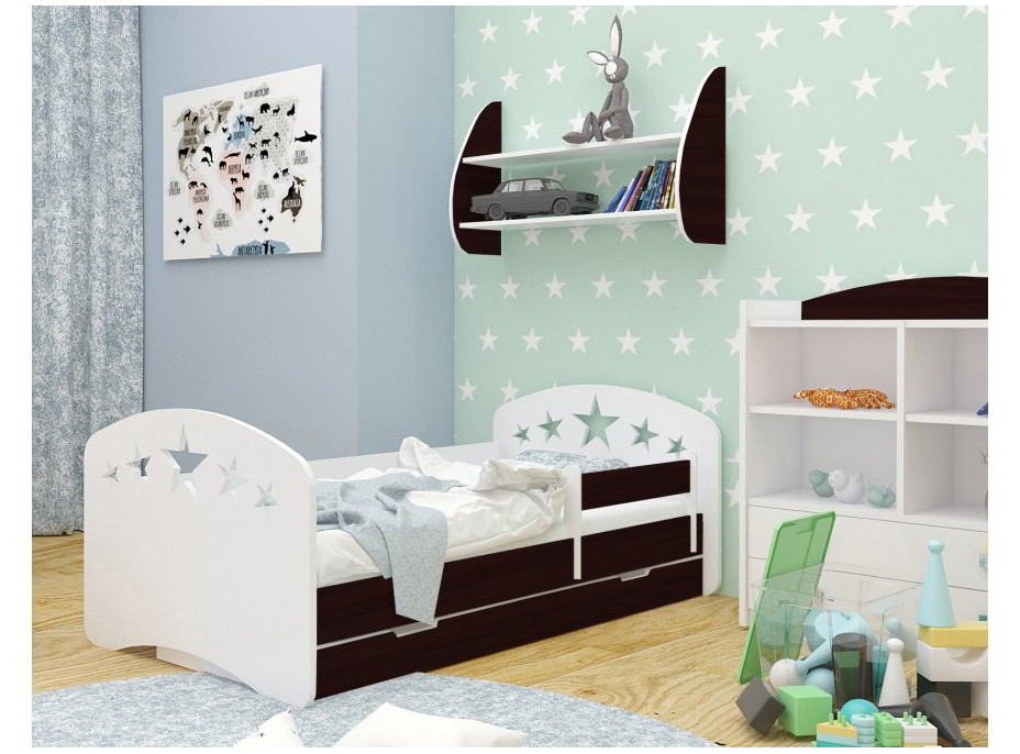 Detská posteľ so zásuvkou 180x90 cm s výrezom HVIEZDIČKY + matrac ZADARMO!