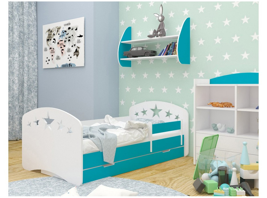 Dětská postel se šuplíkem 180x90 cm s výřezem HVĚZDIČKY + matrace ZDARMA!