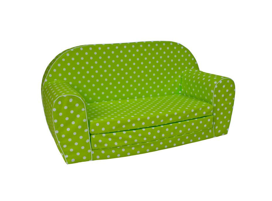 Detská rozkladacia MINI pohovka bodky - zelená